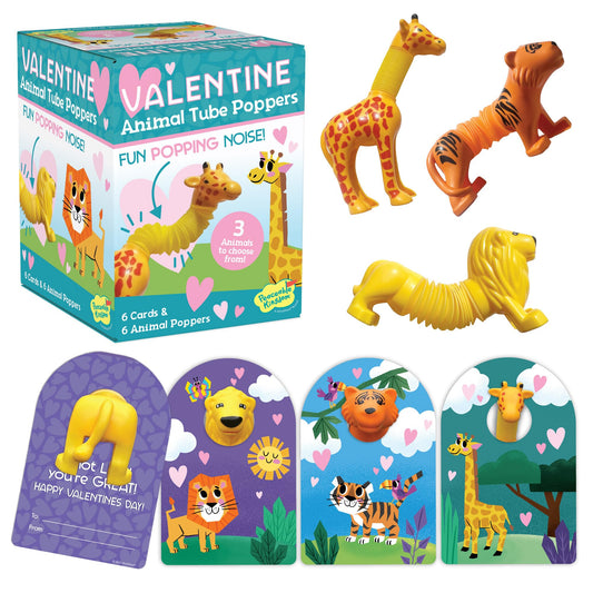 Peaceable Kingdom lion Valentine tube popper for active play and fine motor practice.