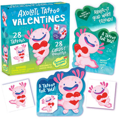 Peaceable Kingdom axolotl tattoos on valentines enhance classroom gifting.