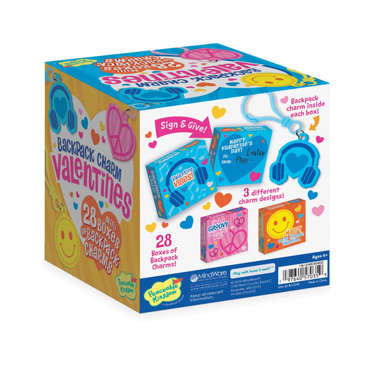 Peaceable Kingdom Valentines Box mini box side view for easy labeling.