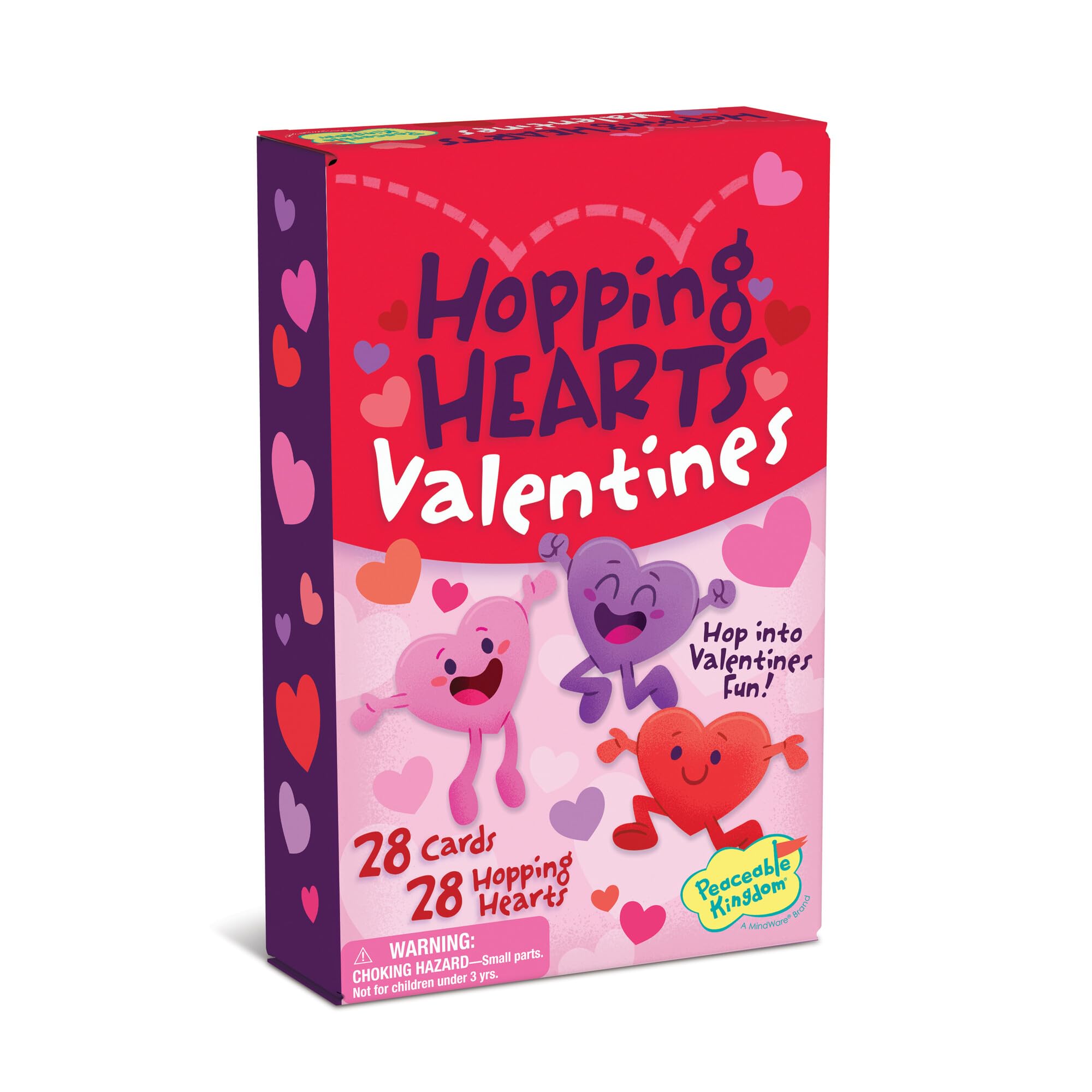 Peaceable Kingdom valentine card showing the hopping heart attachment