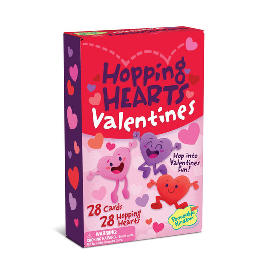 Peaceable Kingdom valentine card showing the hopping heart attachment