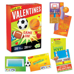 Peaceable Kingdom Flick em football Valentines card with interactive game for classroom fun