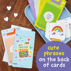 Peaceable Kingdom packaging shows a kid-friendly Valentine kit for classrooms.