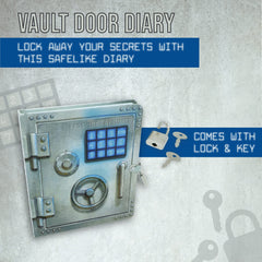 Peaceable Kingdom Vault Door Diary lock, tiny key keeps private writings safely tucked away.