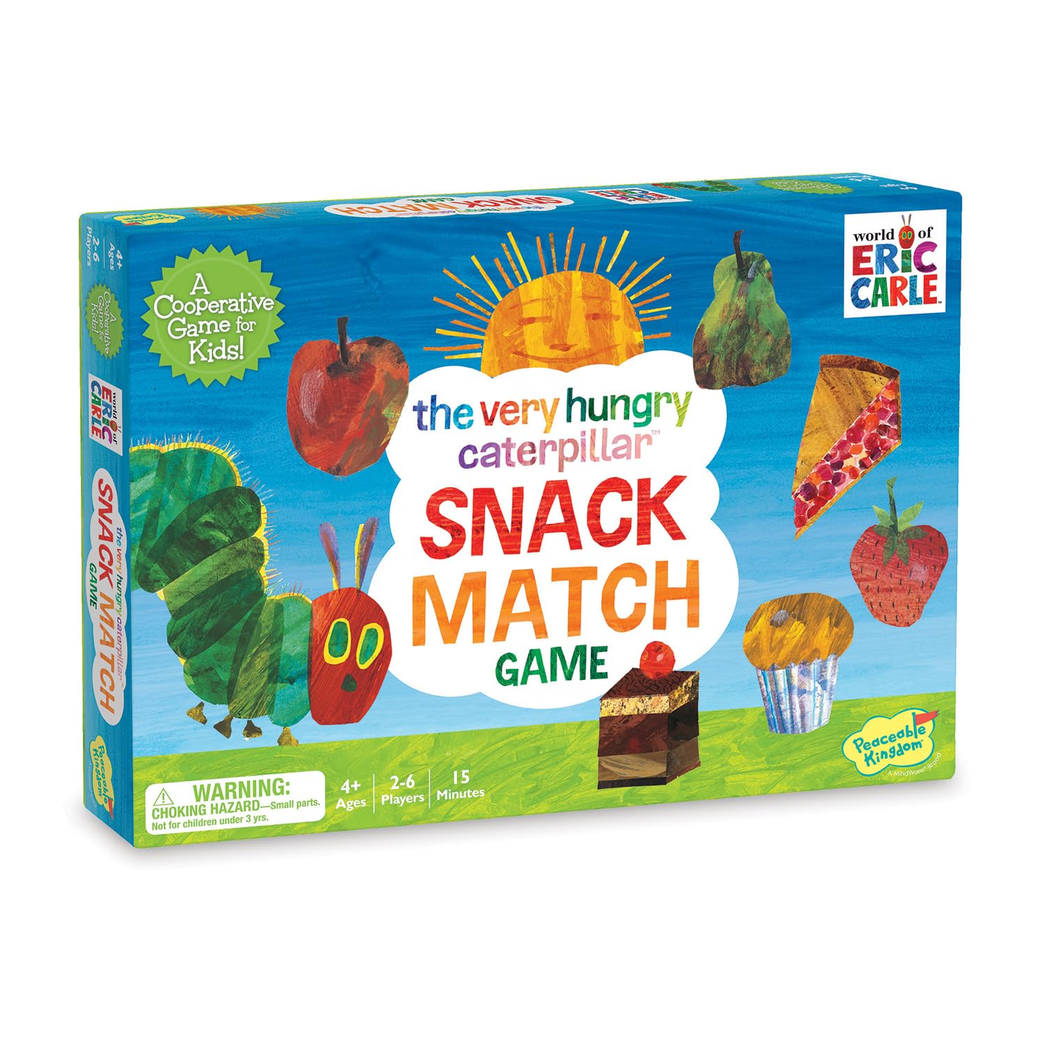 Peaceable Kingdom Very Hungry Caterpillar Snack Match Board with vibrant 3-D leaf design for cooperative play.
