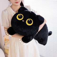 PEACH CAT 35.4-inch long cat plush pillow backrest on sofa