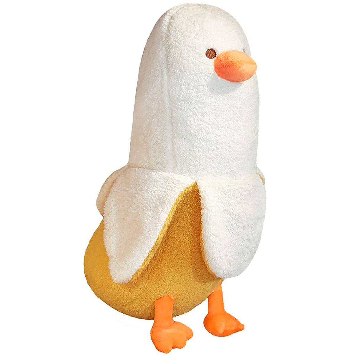 PEACH CAT Banana Duck plush front view for cozy hugs and soft touch.