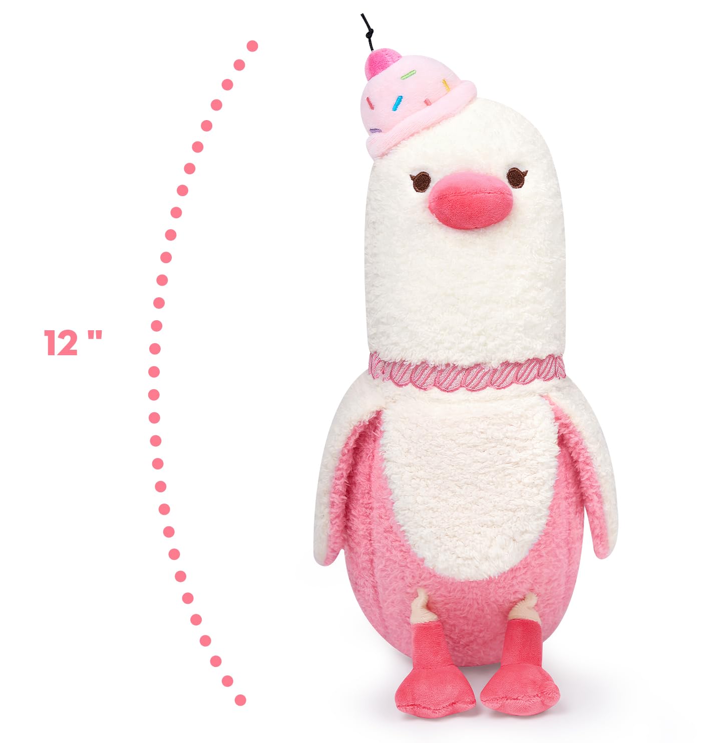 Peach Cat banana duck plush full view 12 inches ideal for cuddling and display