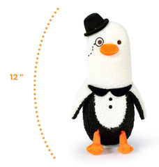 PEACH CAT Banana Duck Plush featuring monocle for whimsical display