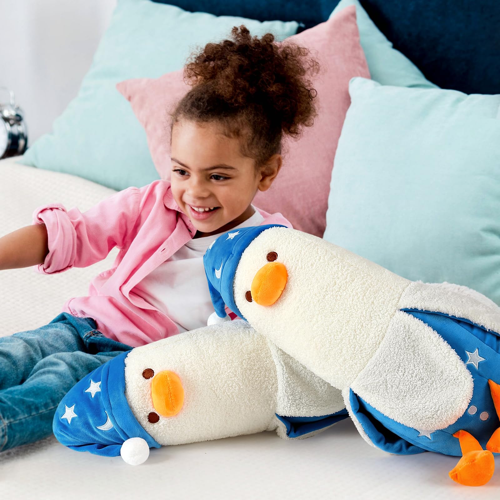 PEACH CAT banana duck plush pillow fabric close-up soft and skin-friendly