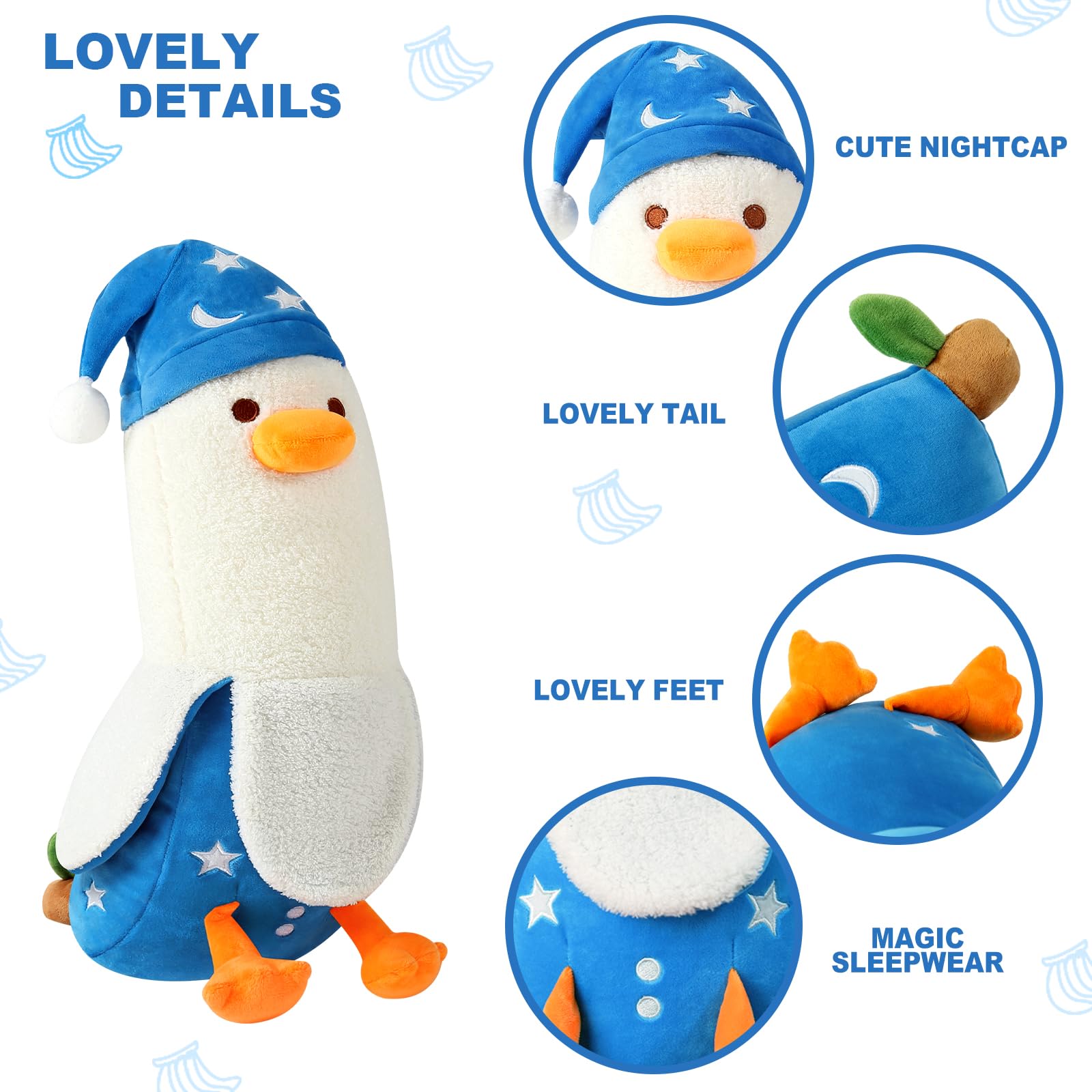 PEACH CAT banana duck plush pillow nightcap detail adds charm