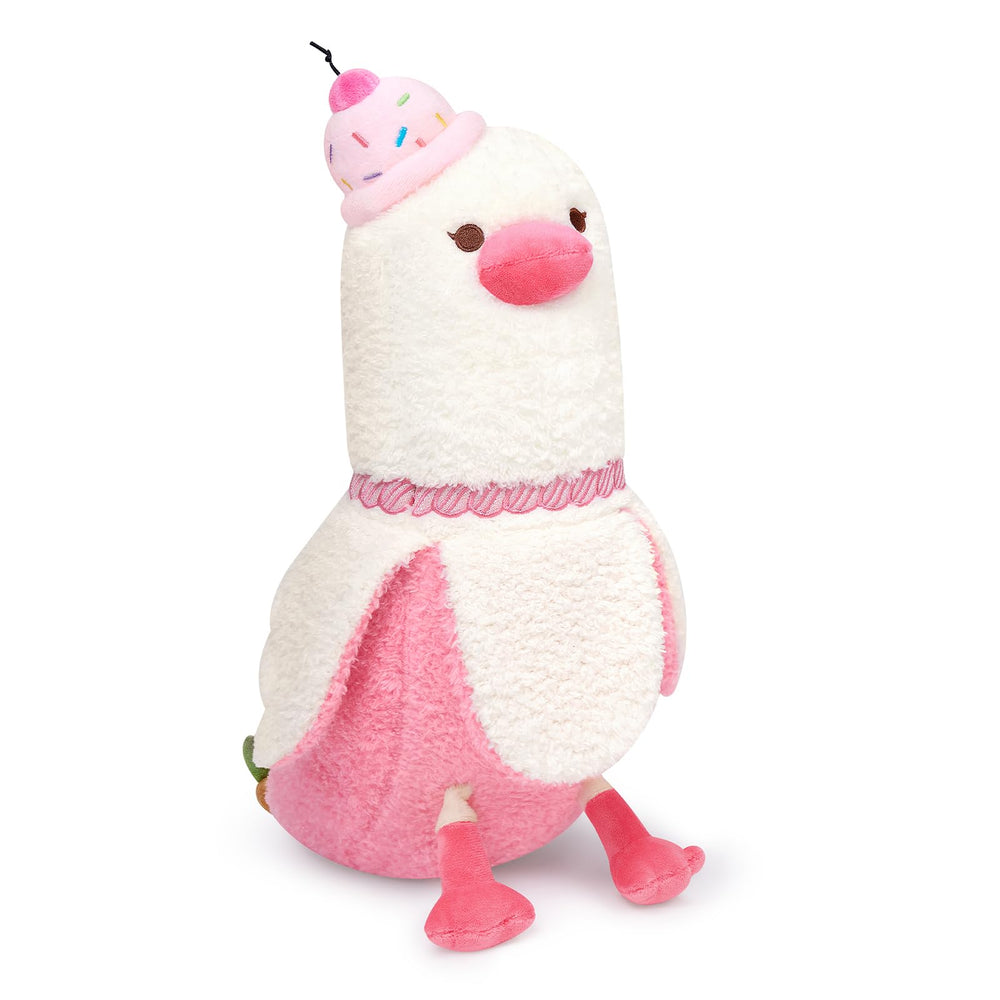 Peach Cat banana duck plush texture closeup shows ultra soft fabric for cozy hugs