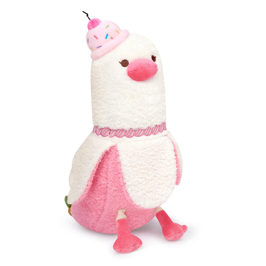 Peach Cat banana duck plush texture closeup shows ultra soft fabric for cozy hugs