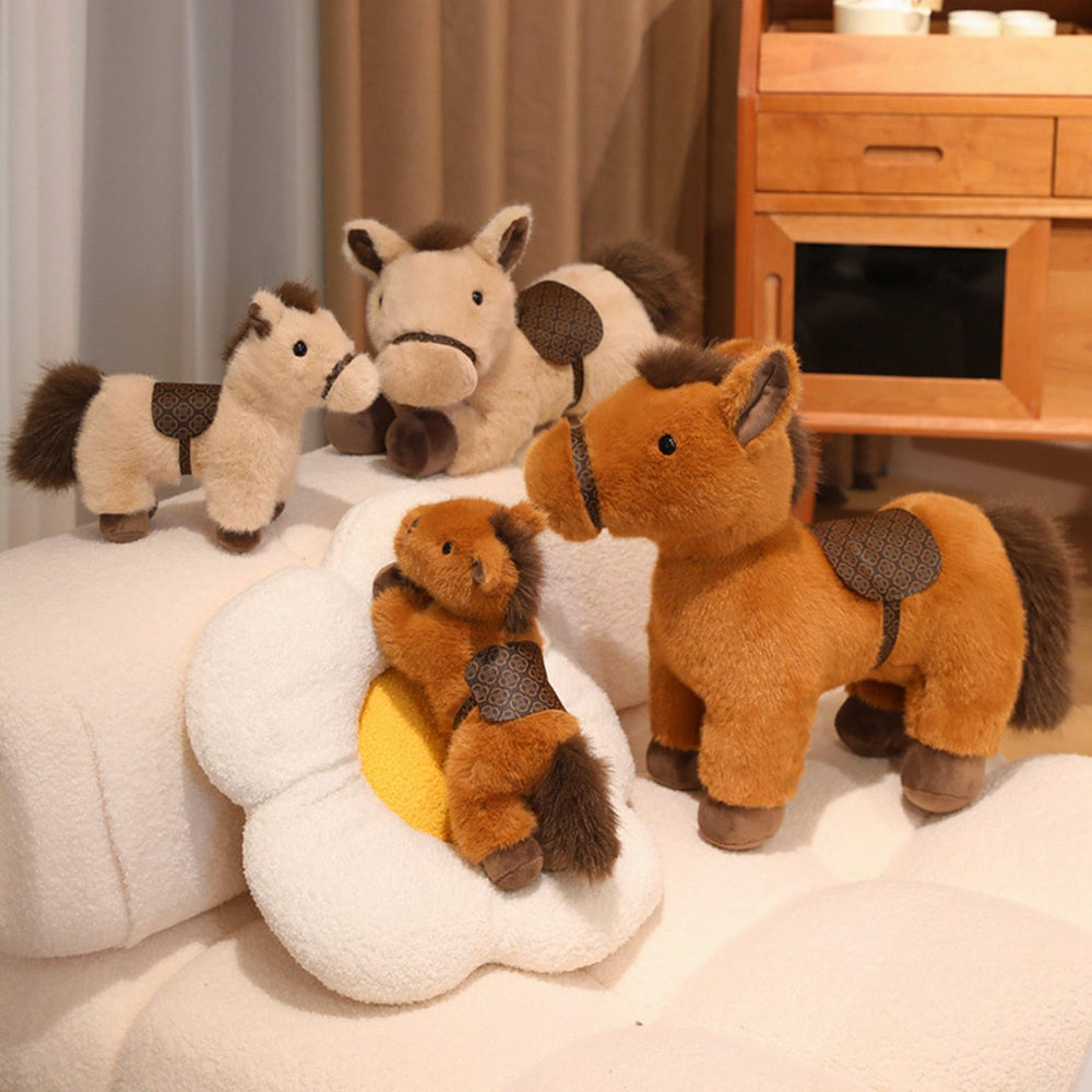 PEACH CAT horse plush held in hand, portable companion for on-the-go moments.
