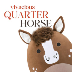Peach Cat Quarter Horse plush, fluffy hair close-up, inviting soft touch.