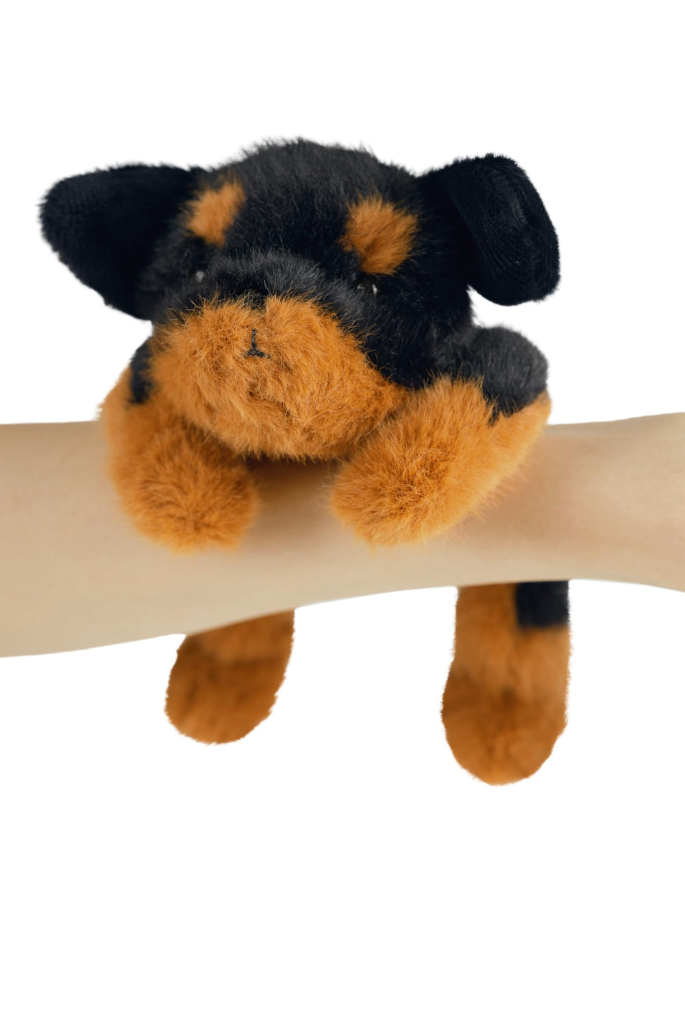 PEACH CAT Rottweiler plush with weighted beads for realistic feel.