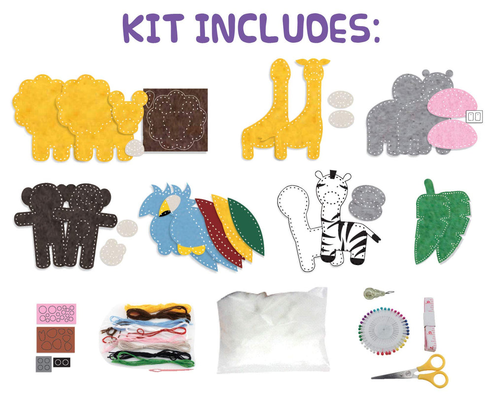 Peachy Keen Crafts six felt animals being crafted