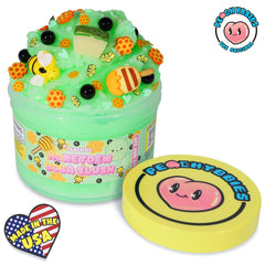 Close-up of Honeydew Boba Slush beads and glitter for ASMR