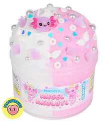 Peachybbies Angel Axolotl slime jar with wing charms for playful storytelling