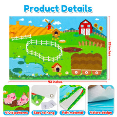 Peacurh tractor and farm animals felt pieces for role-play