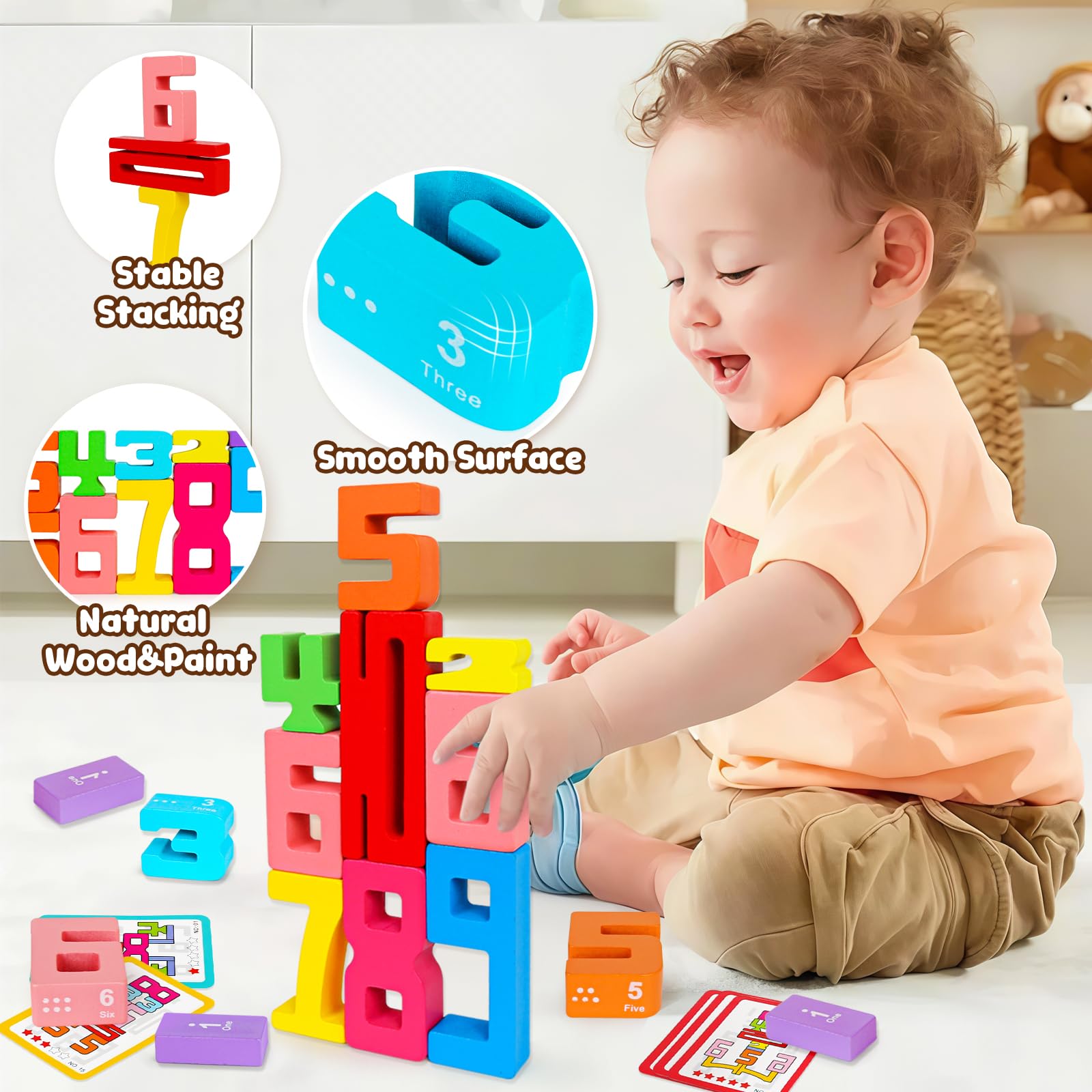 Peacurh kids explore hands-on math with wooden blocks.