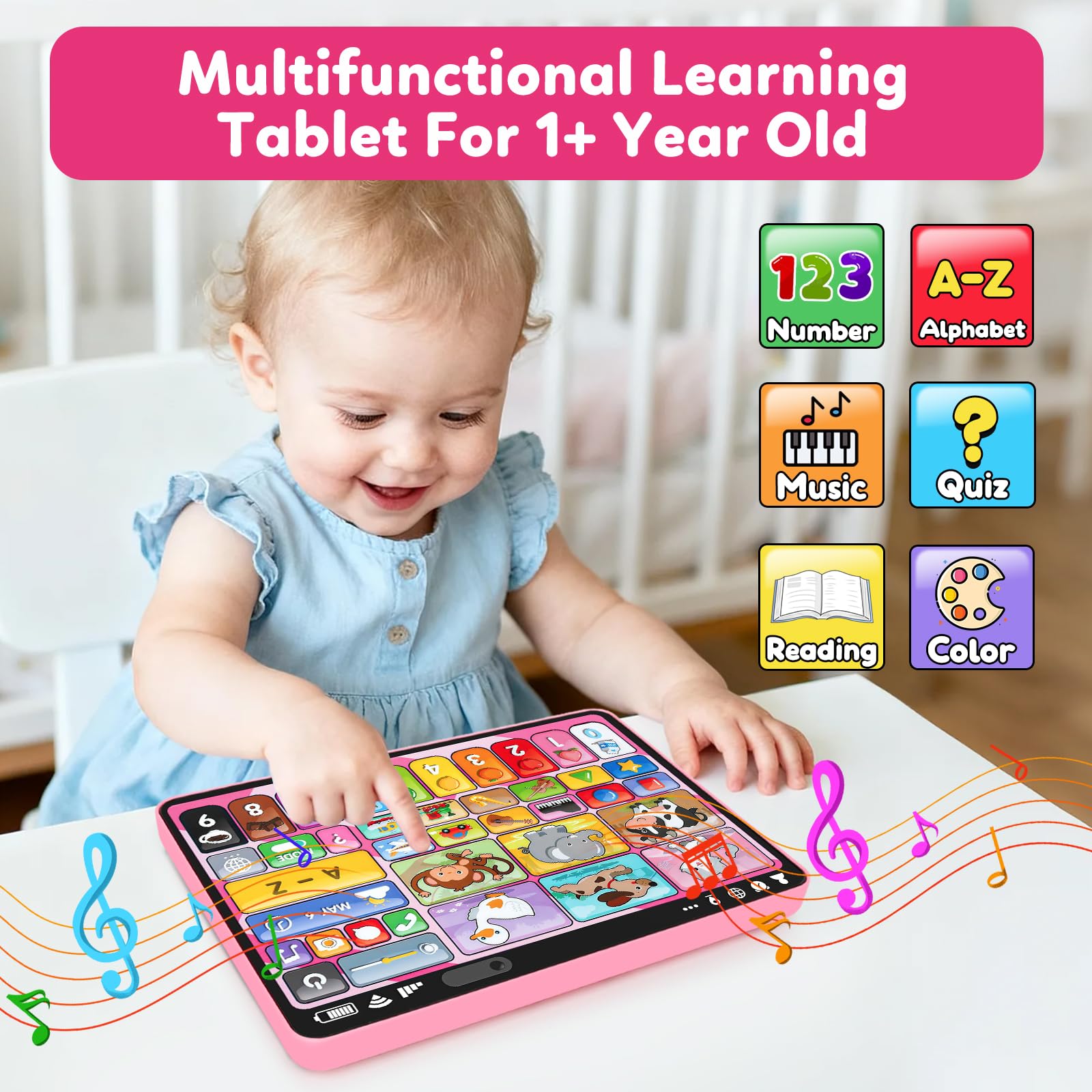 Peacurh trilingual tablet showing language switch for English Spanish French