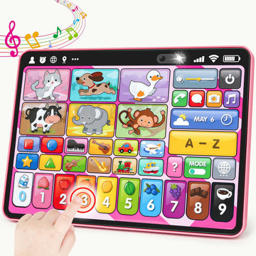 Peacurh pink trilingual learning tablet front view highlighting language learning