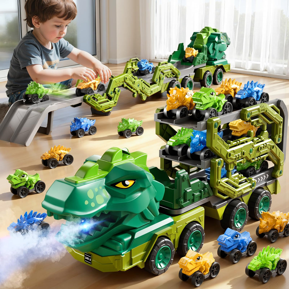 PEADUCK dinosaur car truck toy enhances imaginative play for toddlers.