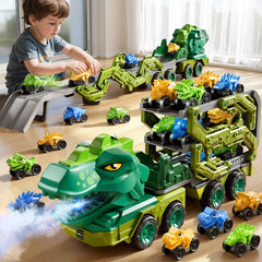 PEADUCK dinosaur car truck toy enhances imaginative play for toddlers.