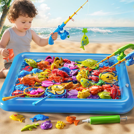 PEADUCK magnetic fishing game with two nets enables inclusive, multi-child play.