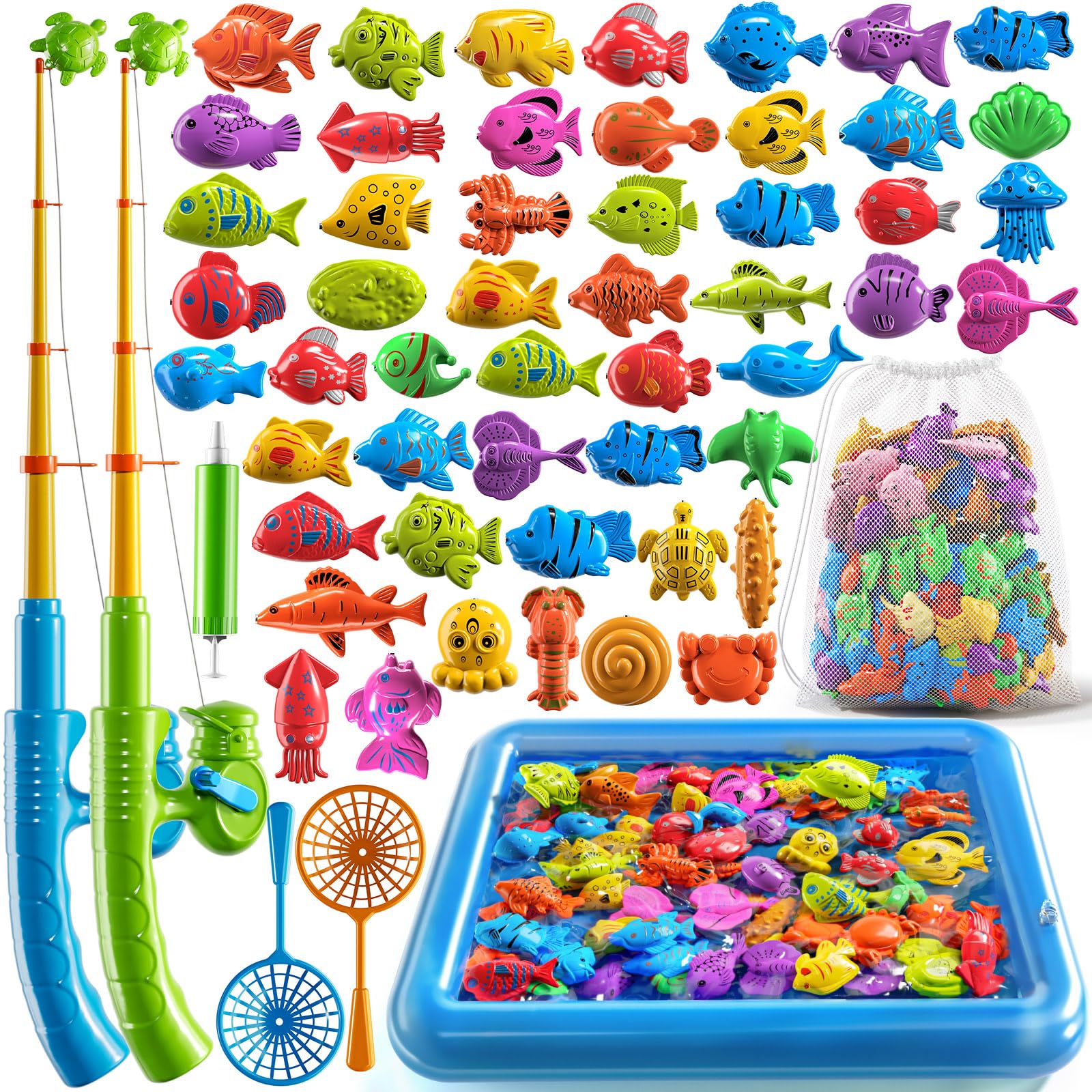 PEADUCK magnetic fishing game with two rods promotes cooperative play for kids ages 3–8.