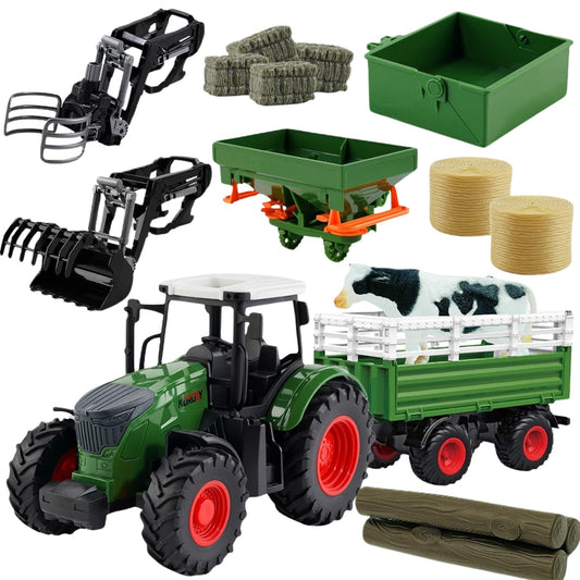 Peagprav farm tractor with trailer for imaginative play and storytelling.