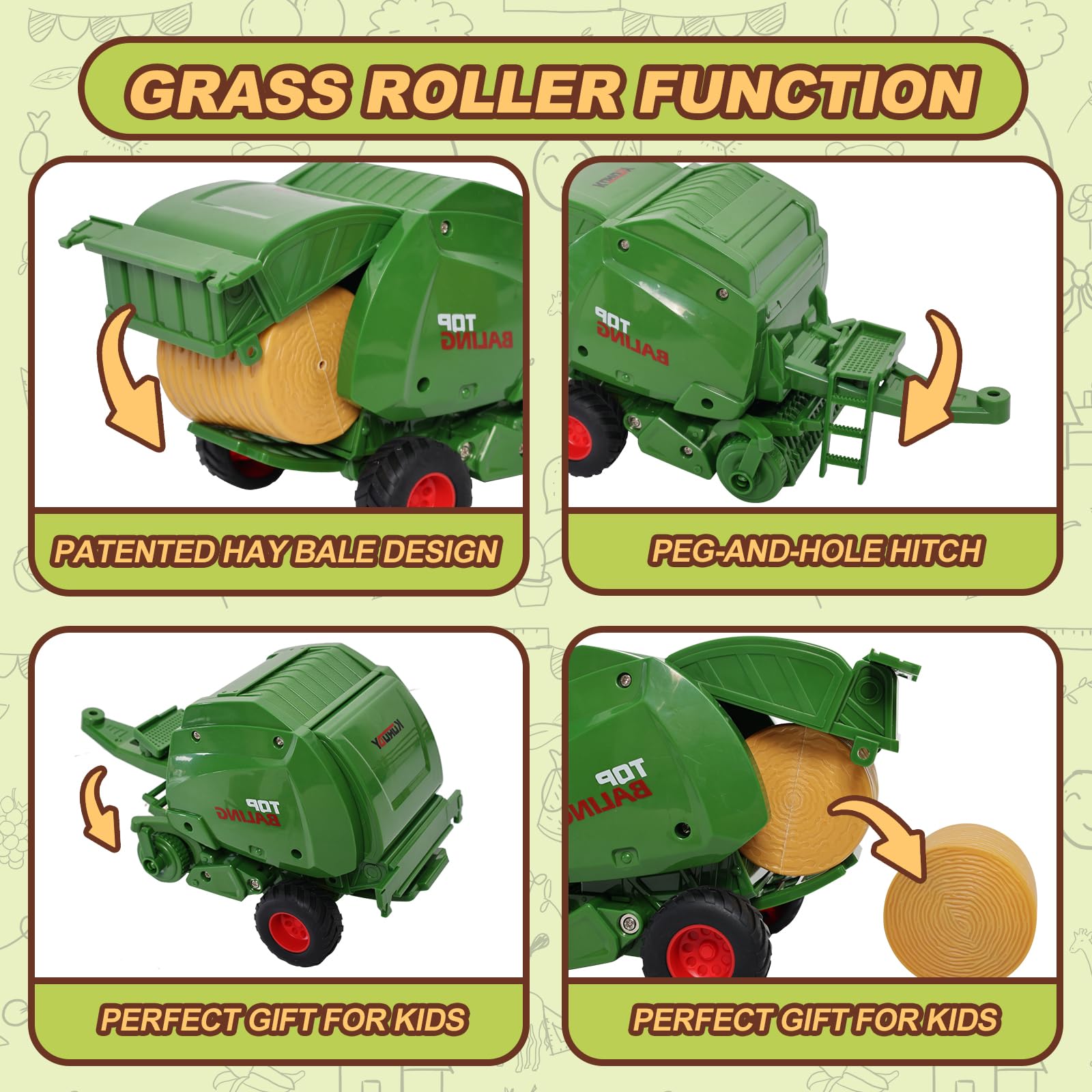 Peagprav Farm Tractor Toy cow figurine adds lifelike farm detail and interaction.