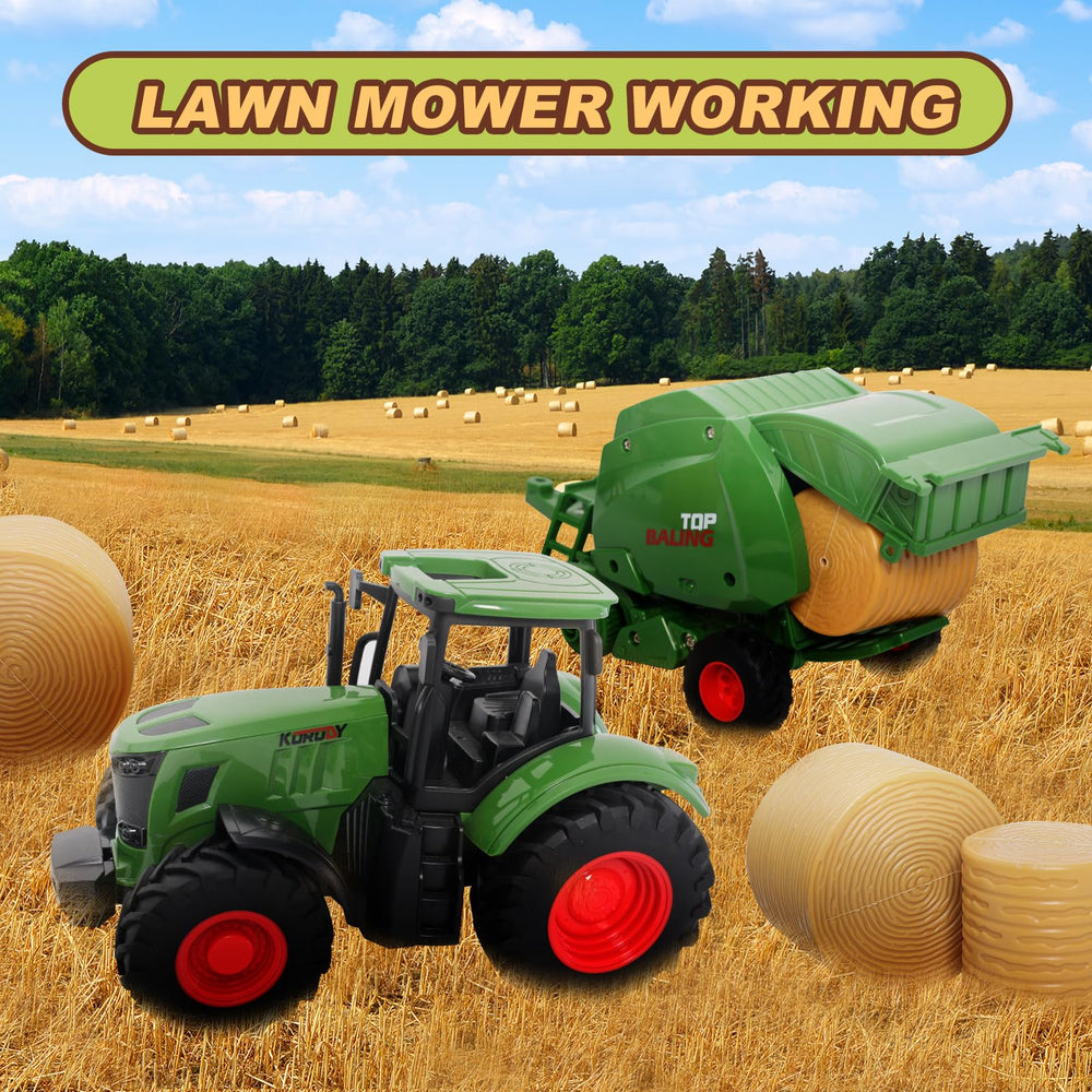 Peagprav Farm Tractor Toy Farmer figurine supports pretend farming scenarios.