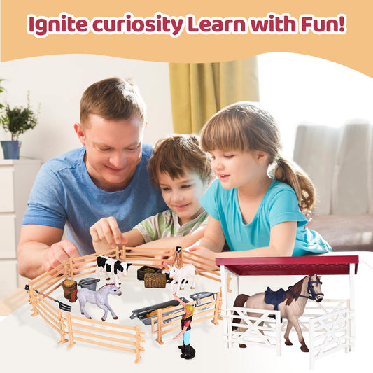 Peagprav farmer figures and horses enrich cooperative pretend farming adventures.