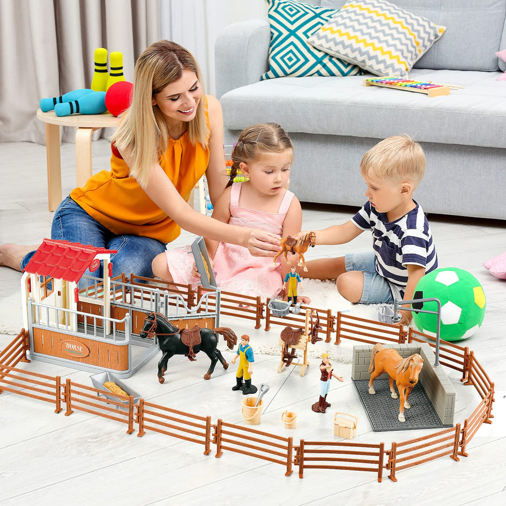 Peagprav horse-stable-playset animal-figures spark stories and care.