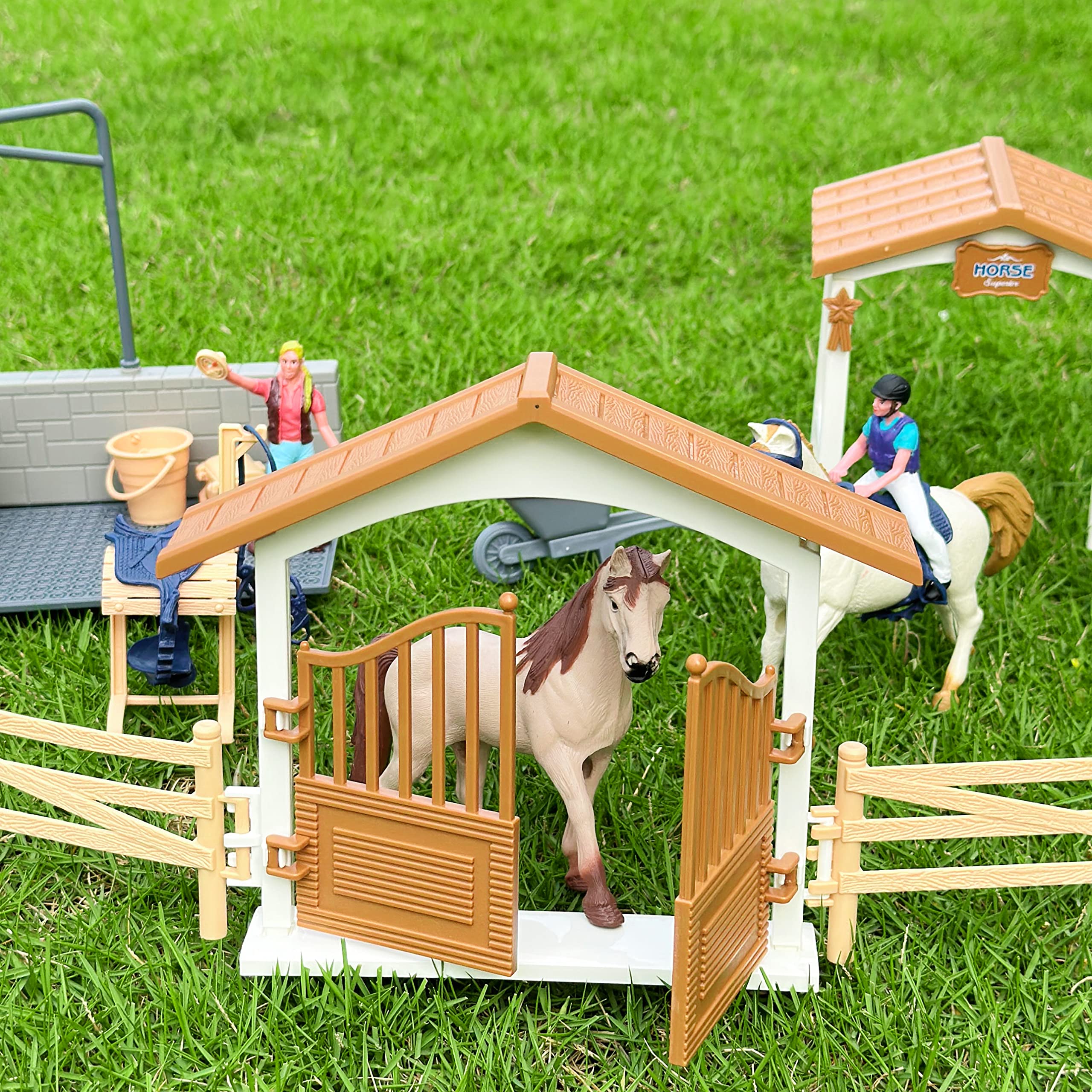 Peagprav horse stable playset child imaginative play in action
