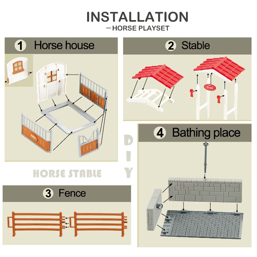 Peagprav horse-stable-playset kids-playing encourages sharing.