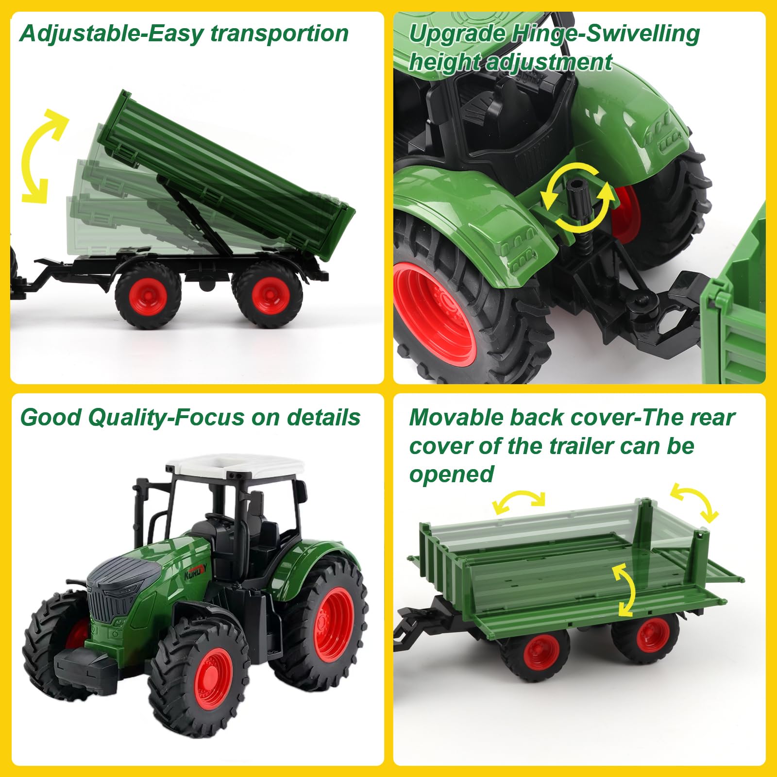 Peagprav tractor frontloader gripper enhances hands-on play and motor skills.