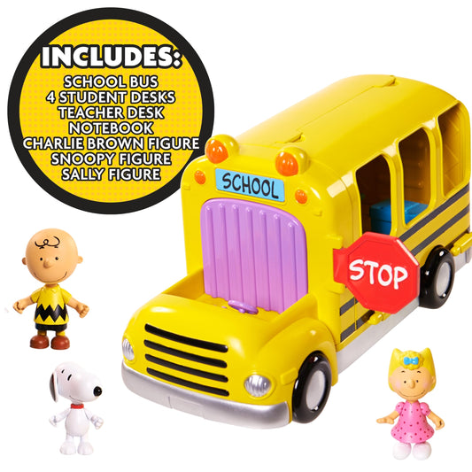 Peanuts Charlie Brown's School Bus open classroom view for storytelling and learning moments.
