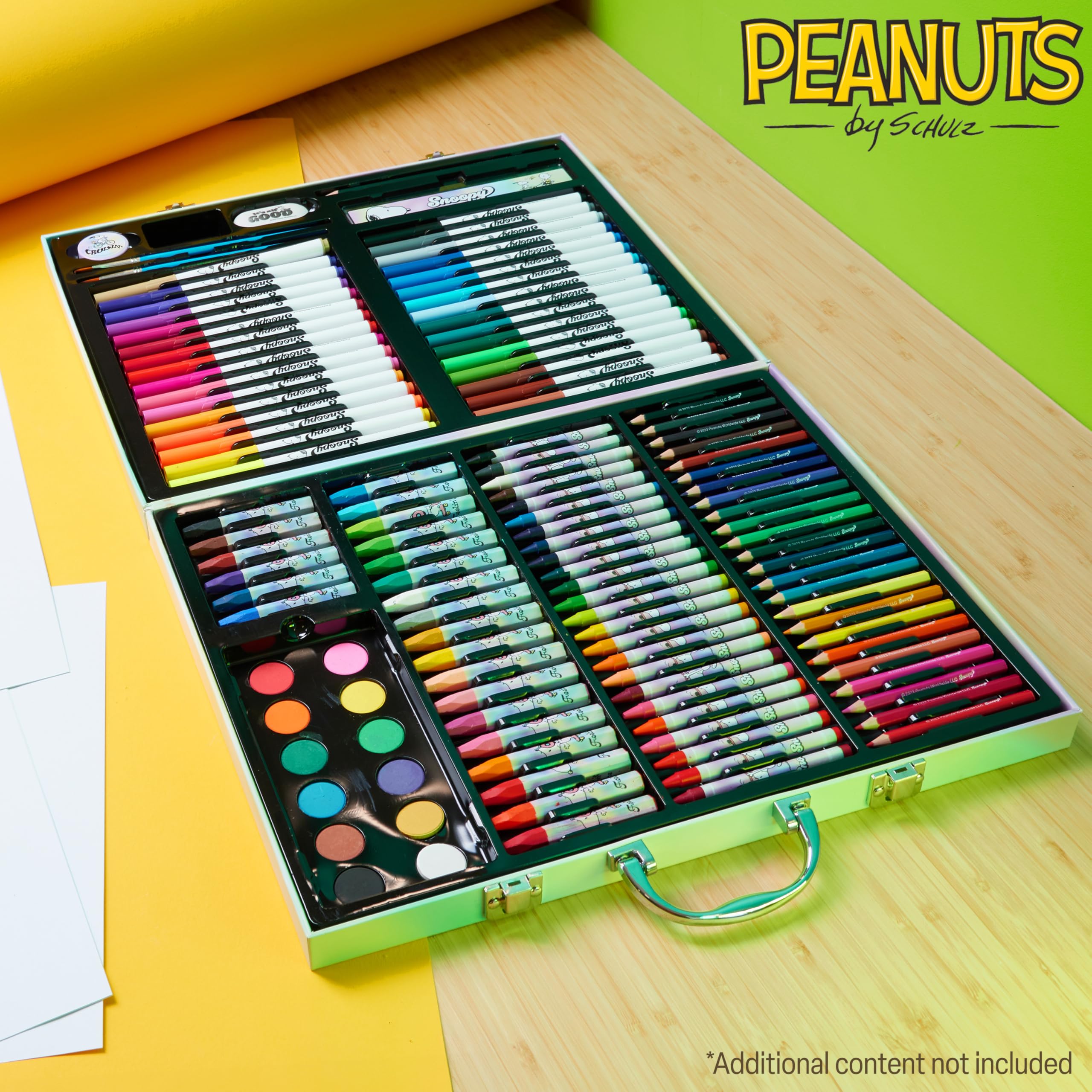 Peanuts Snoopy inspiration art case with crayons encourages bold, playful coloring at home.