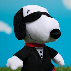 Peanuts Snoopy Secret Agent plush wearing jacket and sunglasses for a stylish spy vibe