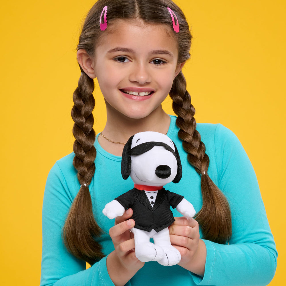 Peanuts Snoopy Secret Agent plush side view ideal desk buddy for imaginative play
