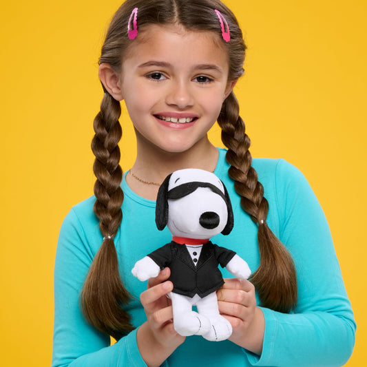 Peanuts Snoopy Secret Agent plush side view ideal desk buddy for imaginative play