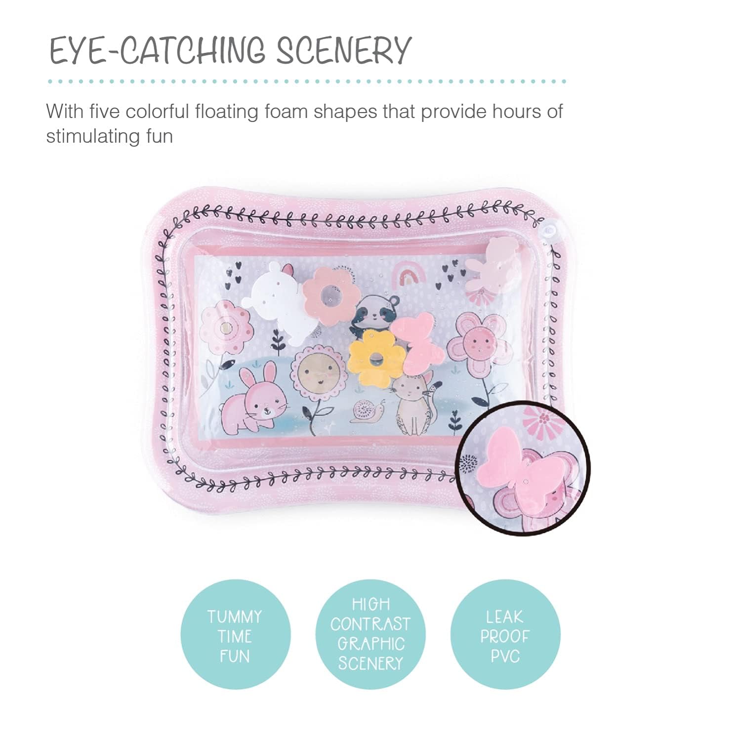 The Peanutshell Happy Garden high-contrast patterns boost visual attention in early exploration.