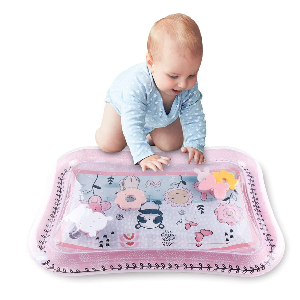 The Peanutshell Happy Garden leakproof mat keeps water play tidy and safe.