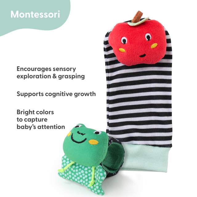 The Peanutshell wrist rattle closeup shows textured patterns for tactile exploration.