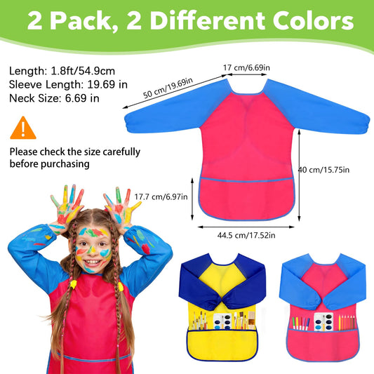 PEASUG 2 Pack Toddler Smock back view shows full-coverage protection