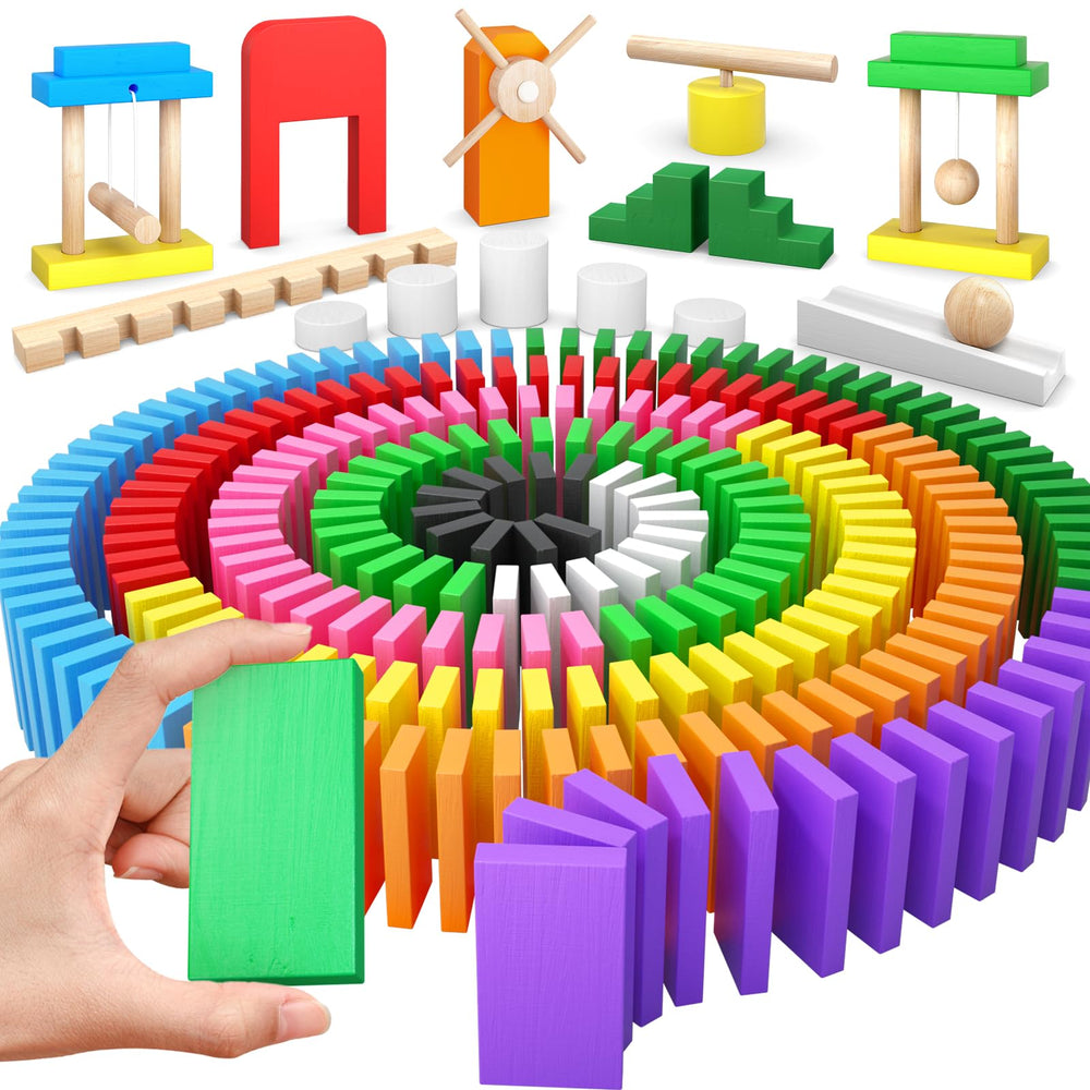 PEBIRA large dominoes set in bright colors for easy stacking and stability