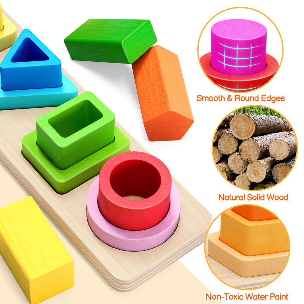 PEBIRA Montessori domino-play wooden blocks for pattern learning